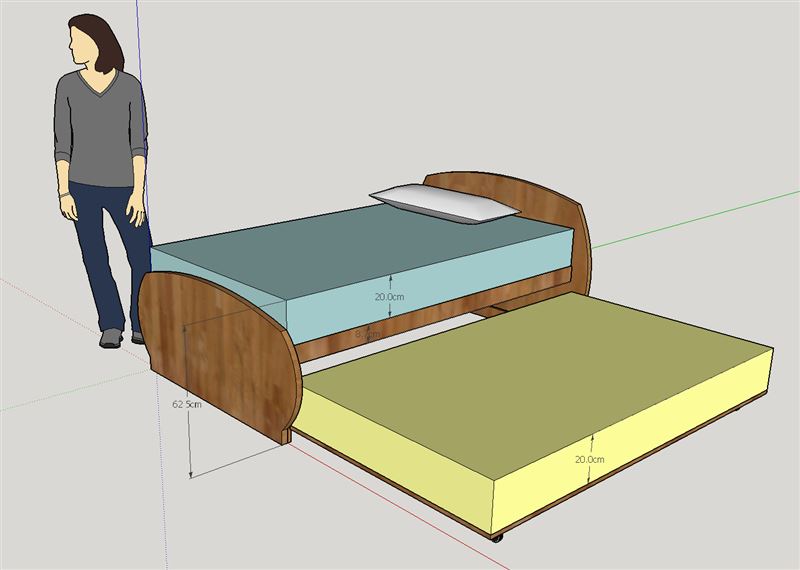客戶的床墊也是訂製的，在sketchup建出精確尺寸